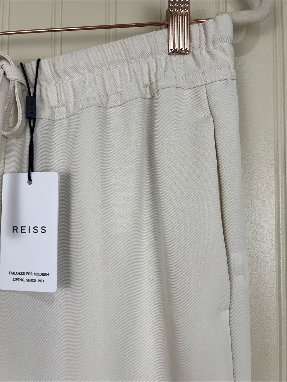 NWT Reiss Hailey Pull On Drawstring Trouser in Cream Size 4 US - Picture 5 of 11